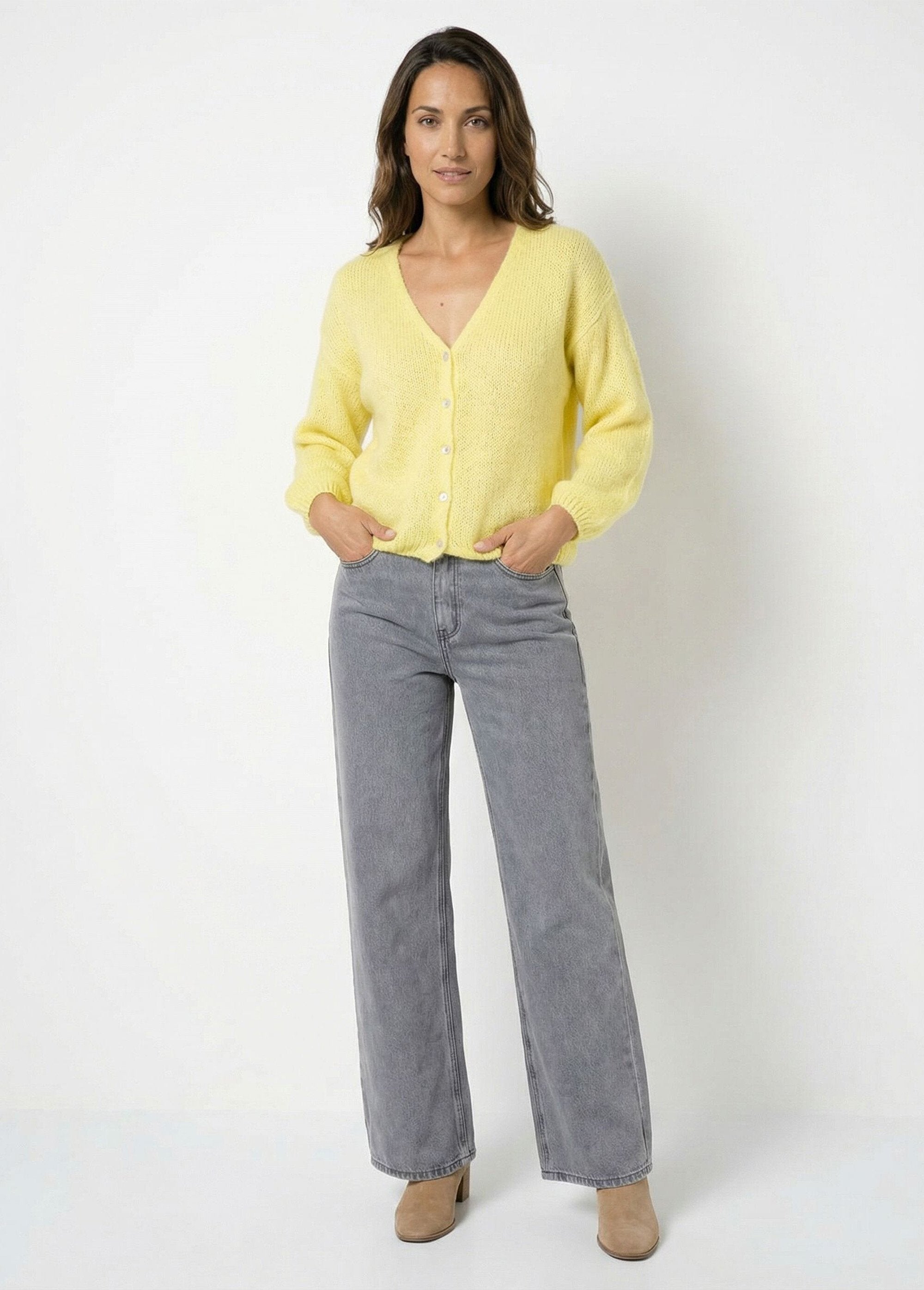 Warm_V-neck_mohair_knit_cardigan_YELLOW_SF1_slim