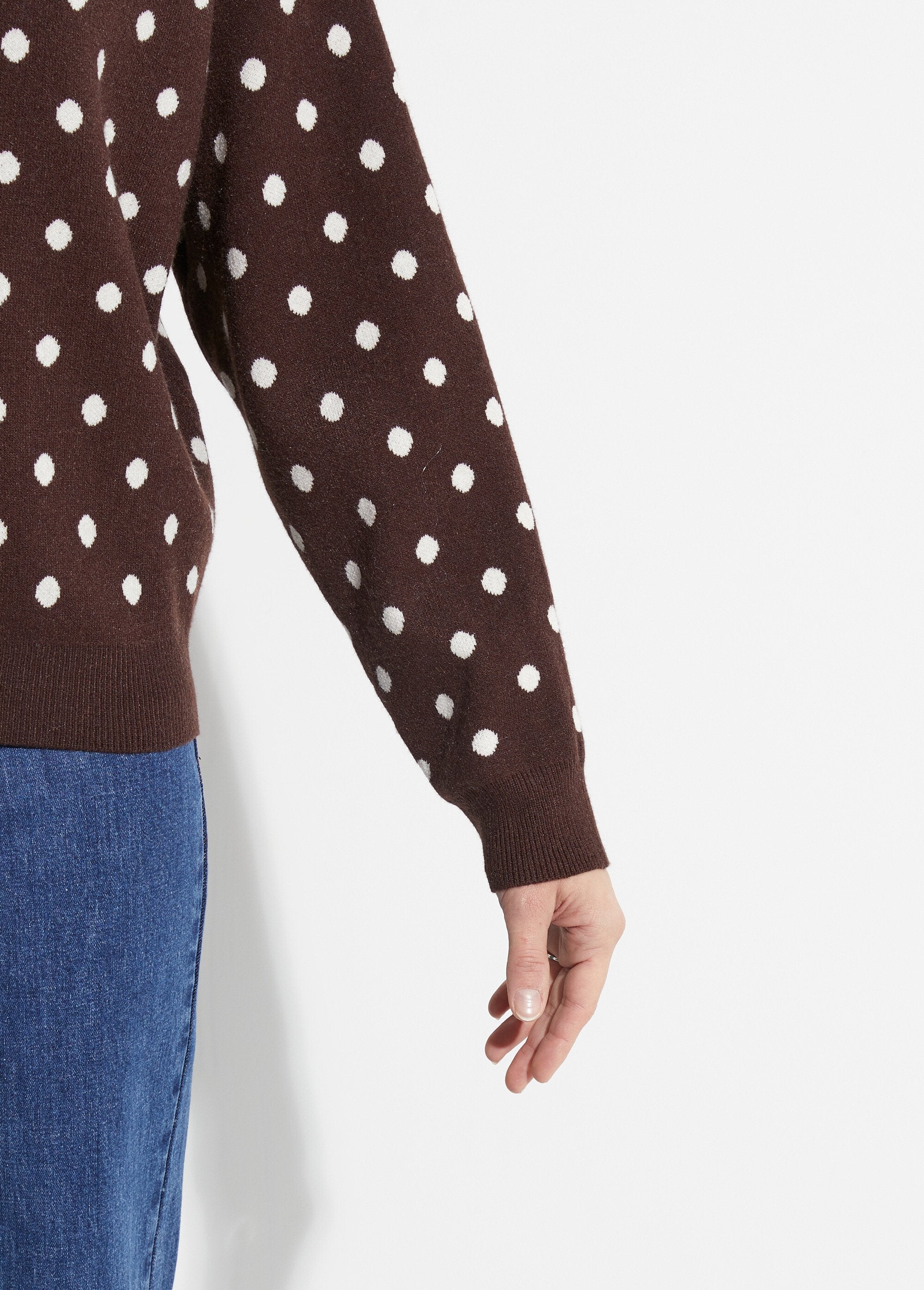 Round_neck_polka_dot_sweater,_jacquard_knit_Chocolate_DE2_slim