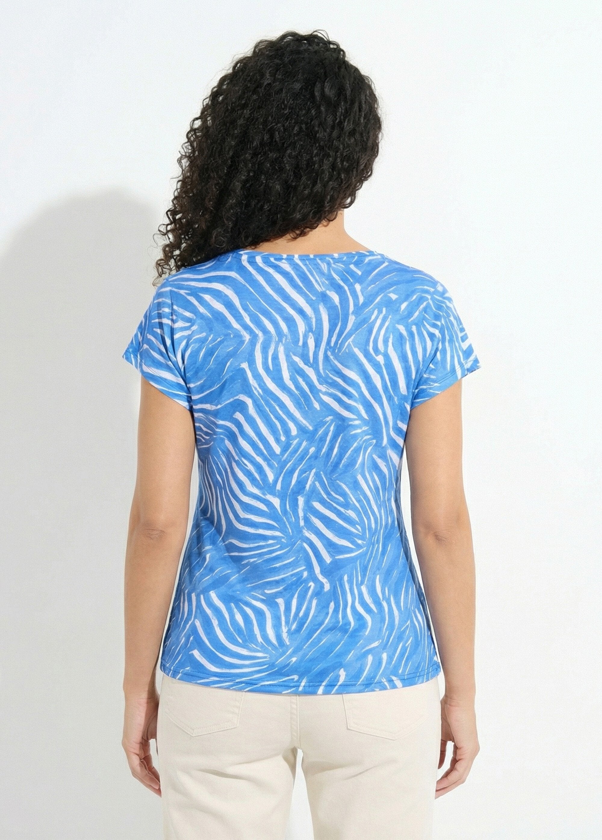 T-shirt_col_rond_manches_courtes_imprimé_Bleu_DO1_slim