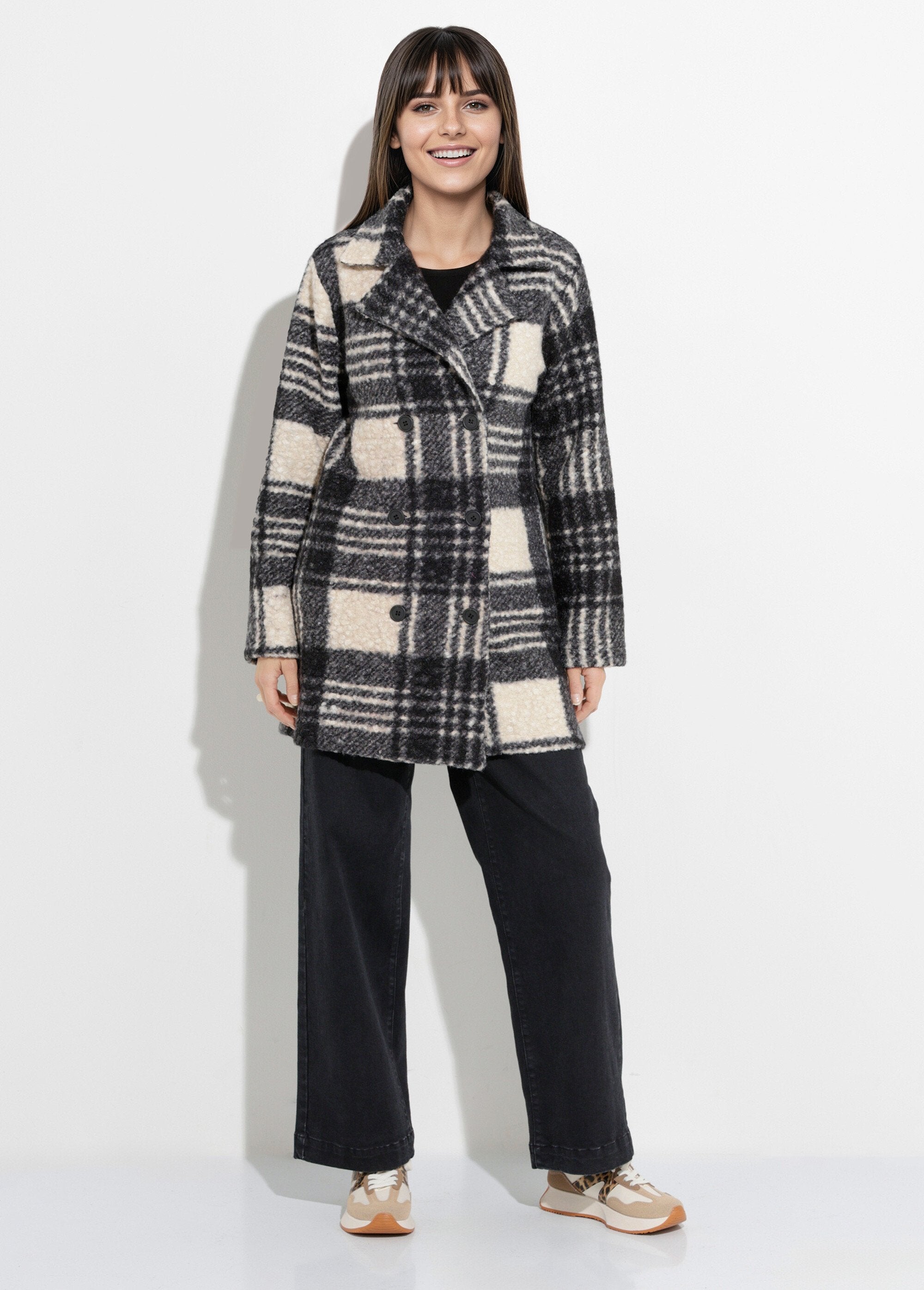 Long_plaid_pea_coat_in_a_bouclé_wool_style_Black_and_ecru_SF1_slim