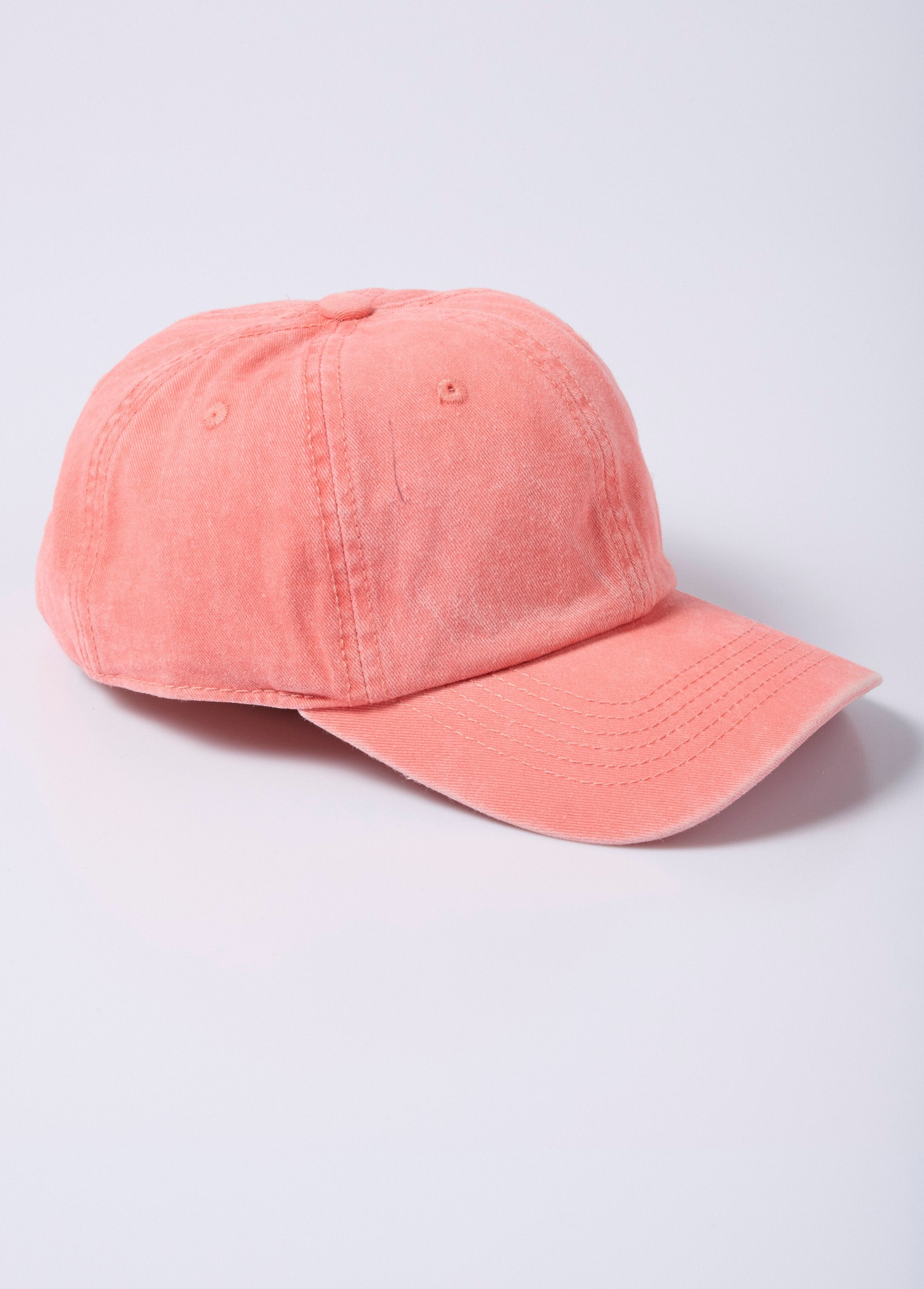 Casquette_en_toile_colorée_effet_usé_Corail_FA1_slim
