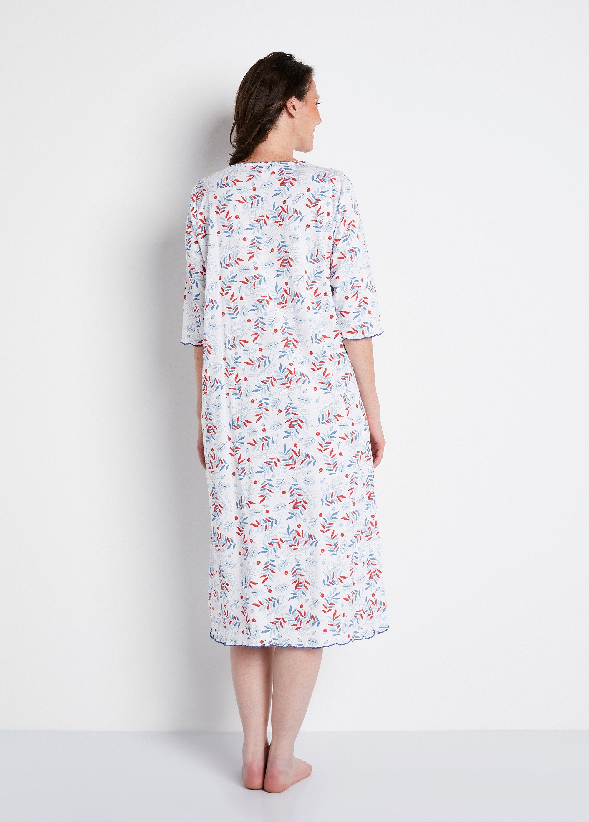 Long_3/4_sleeve_printed_cotton_nightgown_White_background_DO1_slim