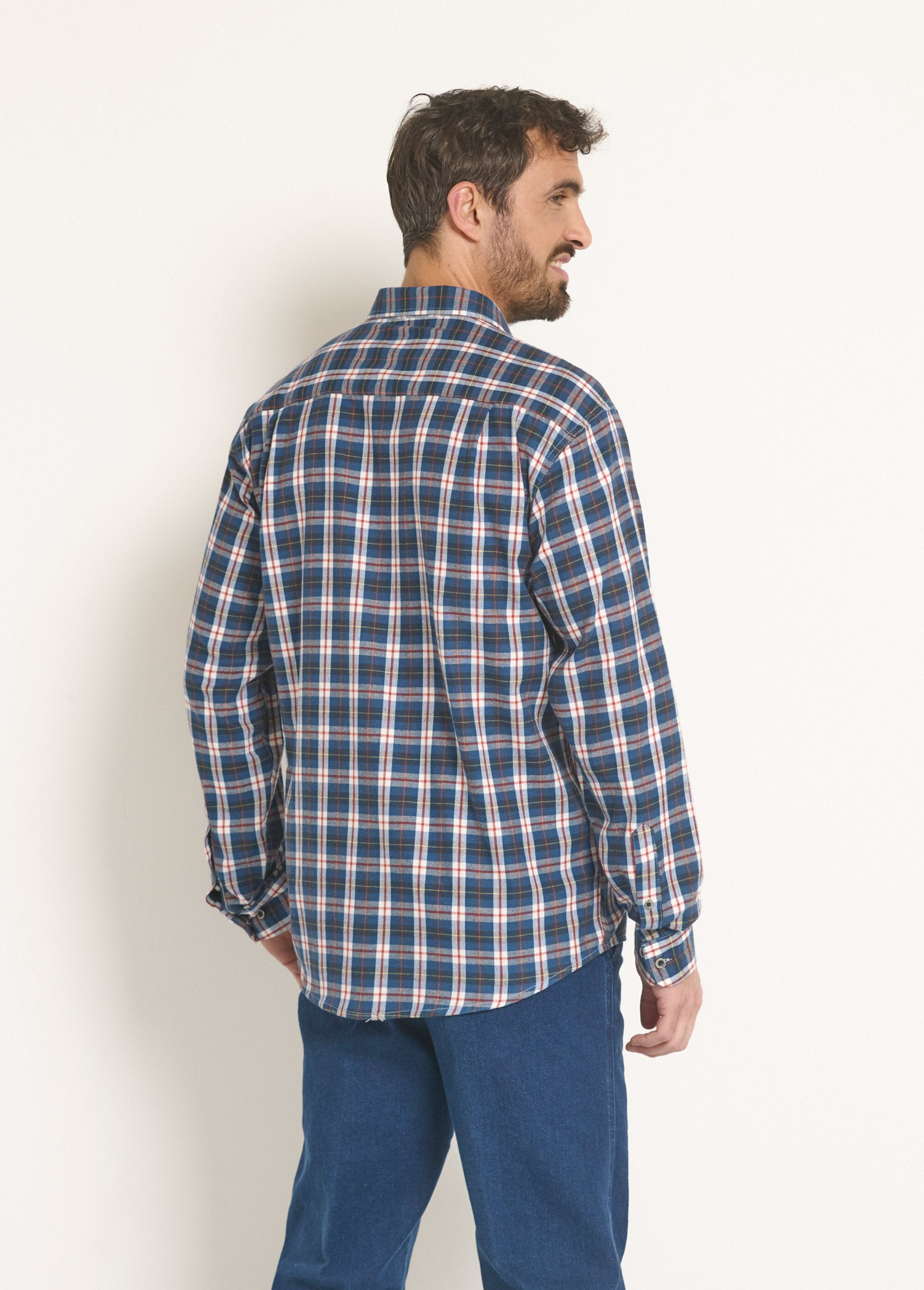 Warm_flannel_shirt_with_small_checks_Navy_tiles_DO1_slim