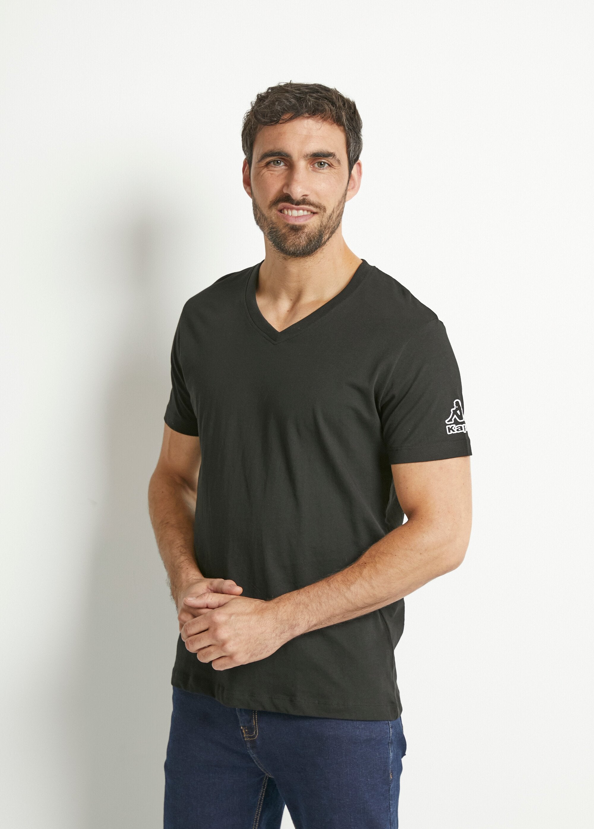 Pack_of_2_V-neck_logo_T-shirts,_light_Black_lot_2_FA1_slim