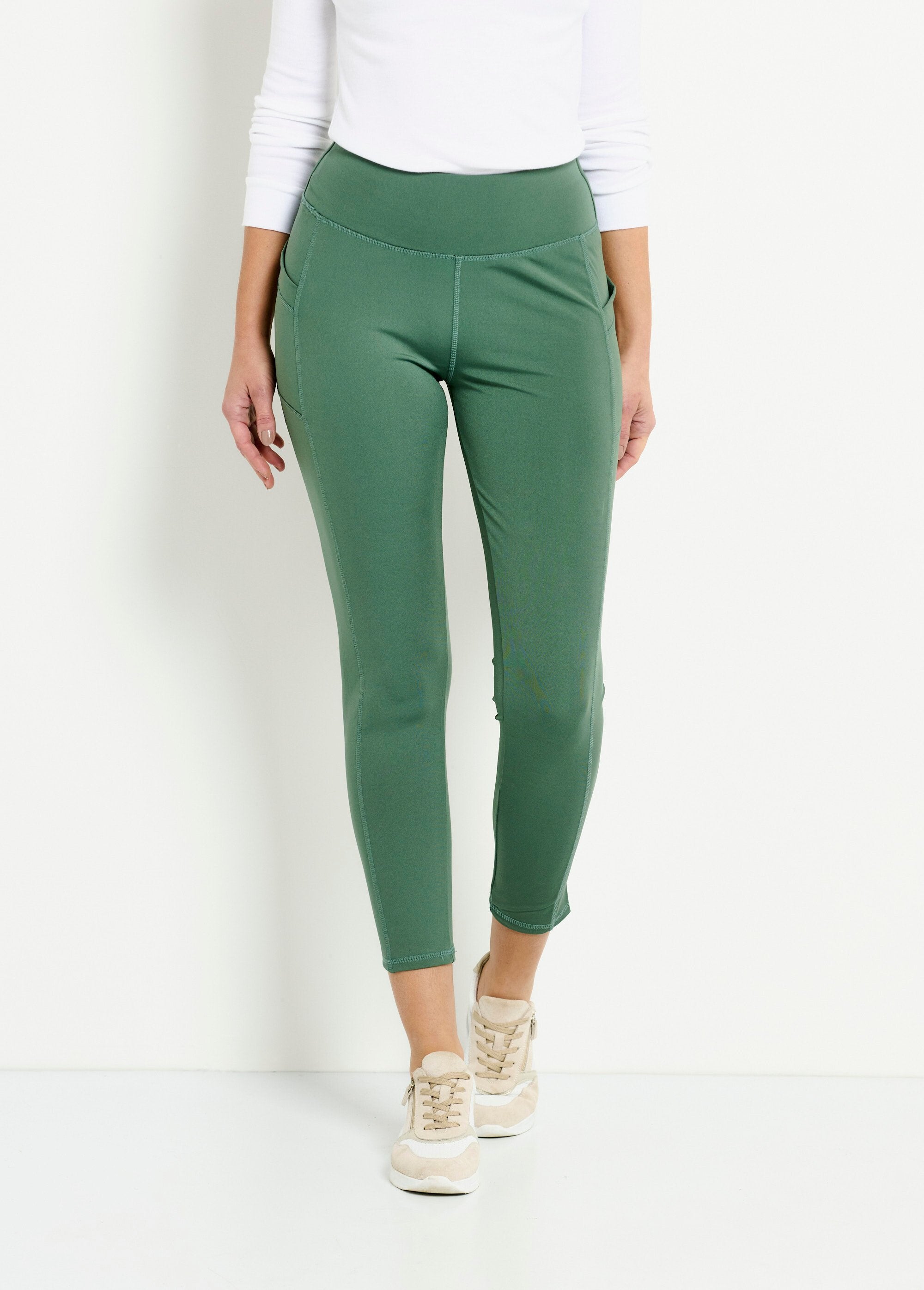 Legging_de_sport_uni_ceinture_élastiquée_Vert_FA1_slim