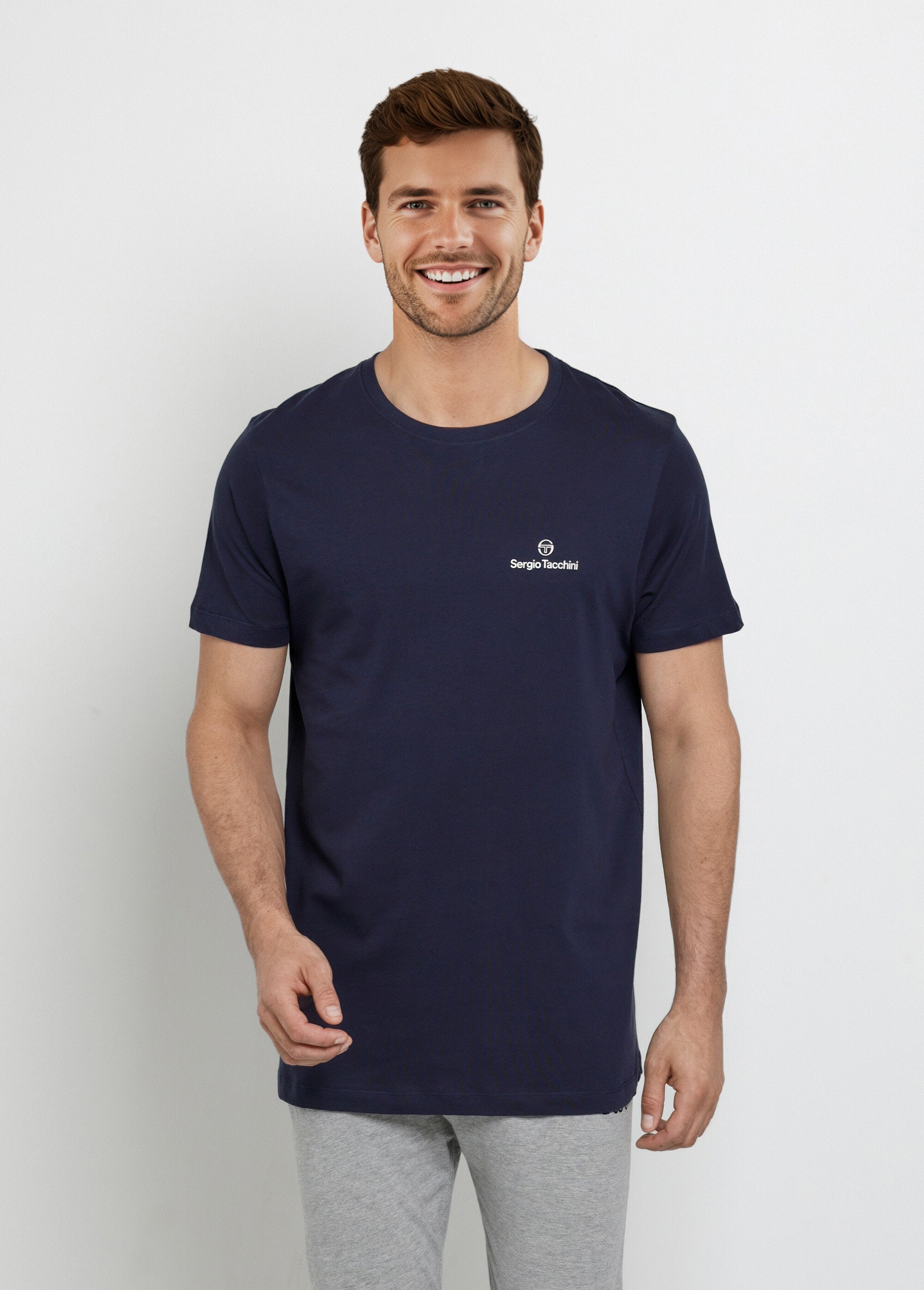 Dark,_short-sleeved_round_neck_t-shirt_Marine_FA1_slim