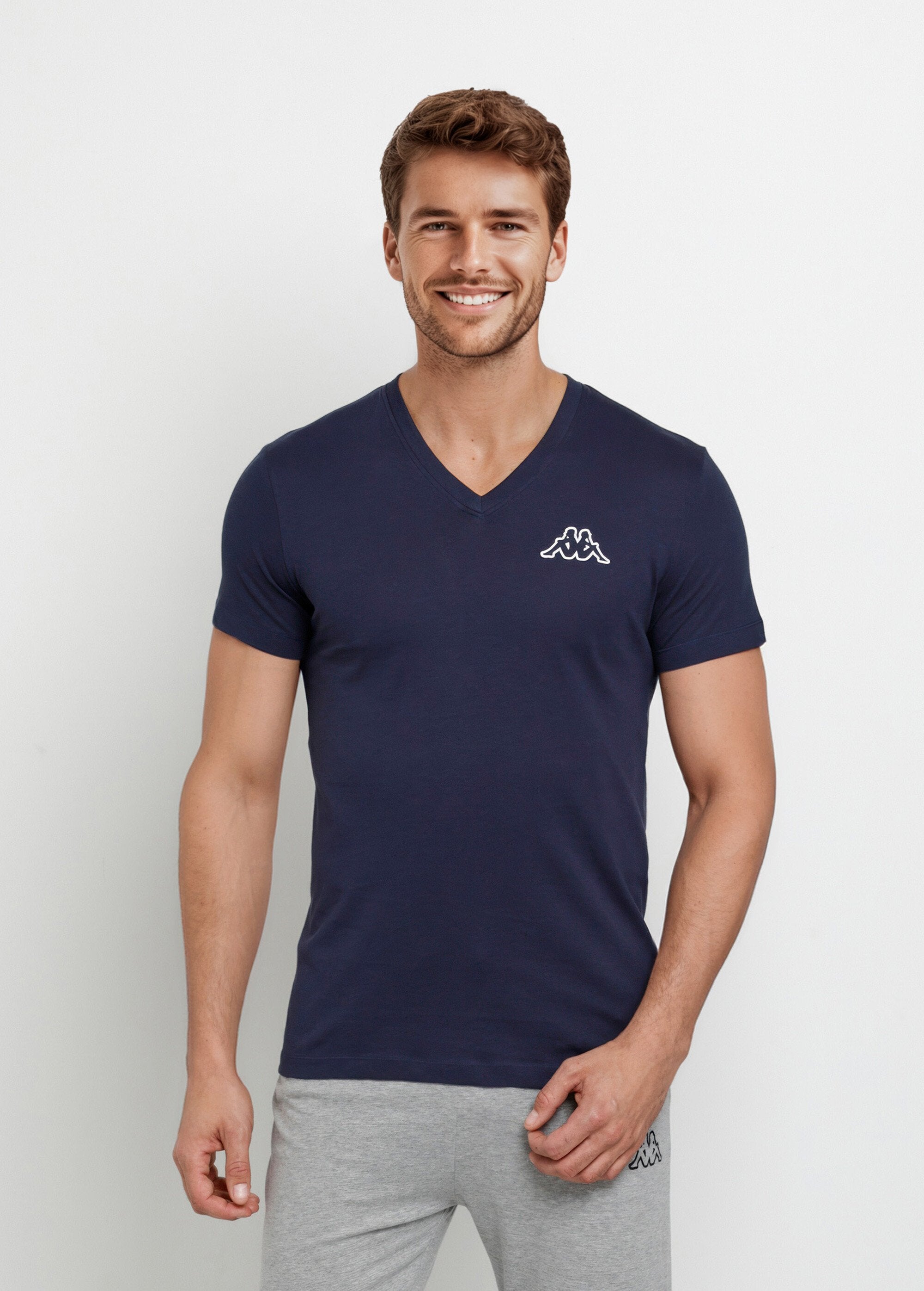 Dark_short-sleeved_V-neck_t-shirt_Navy_blue_FA1_slim