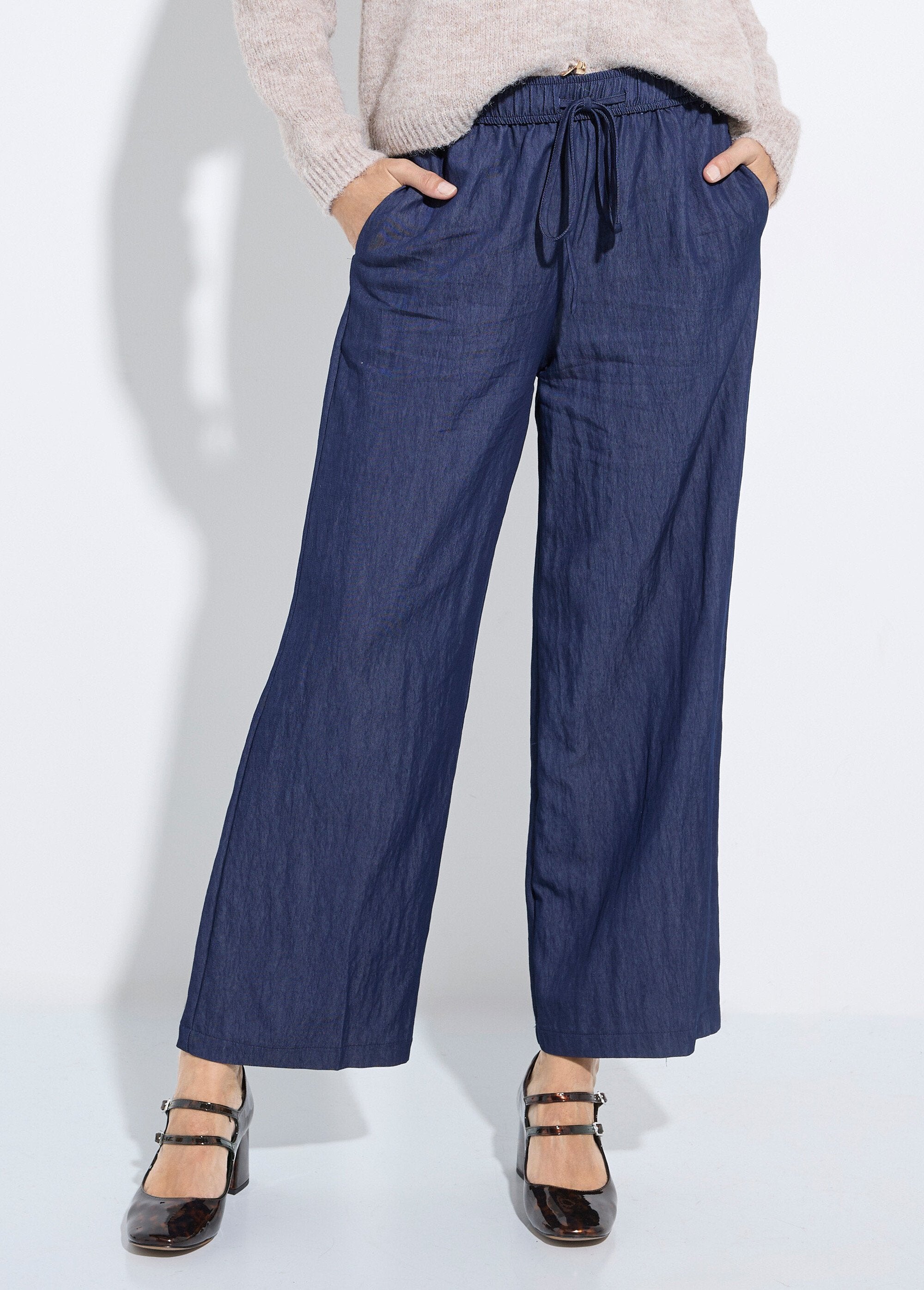 Plain_twill_elasticated_flowing_pants_Blue_FA1_slim