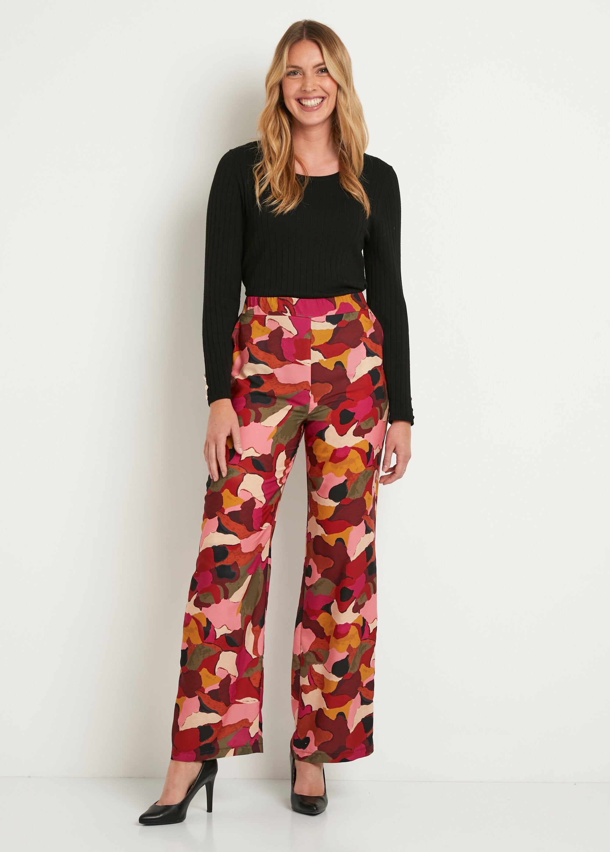 Printed_wide-leg_pants_with_semi-elasticated_waistband_Pink_and_brown_SF1_slim