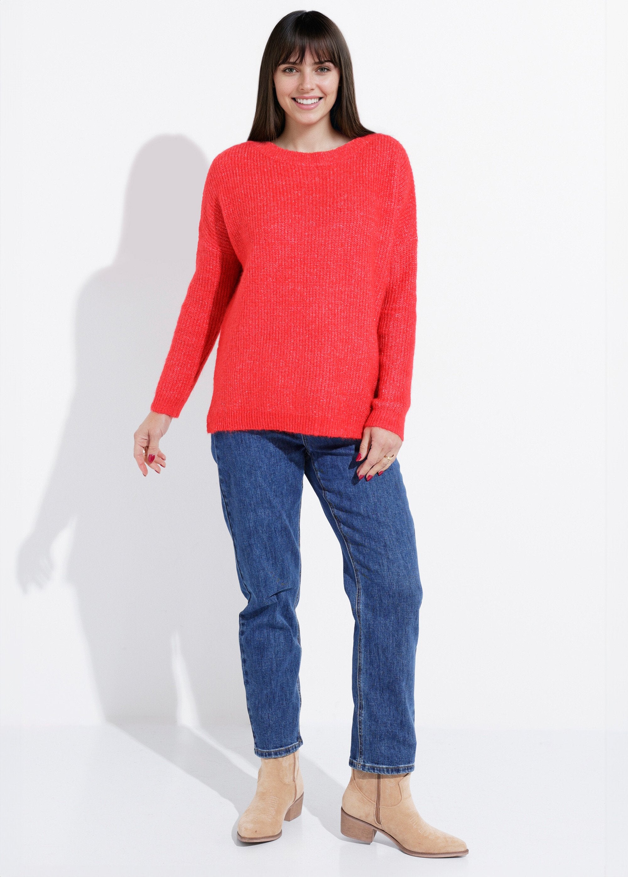 Pull_maille_mousseuse_encolure_bateau_Rouge_SF1_slim