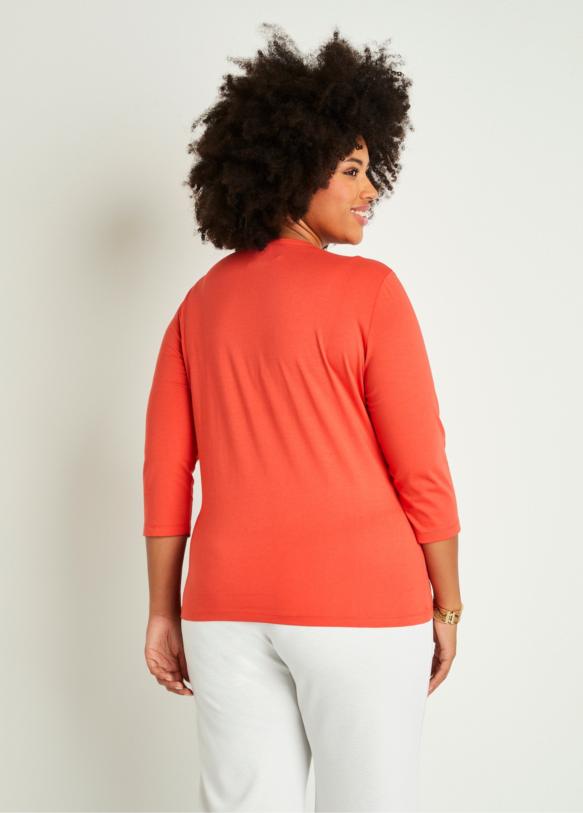 Short_embroidered_t-shirt_with_3/4_sleeves_Orange_DO1_curvy