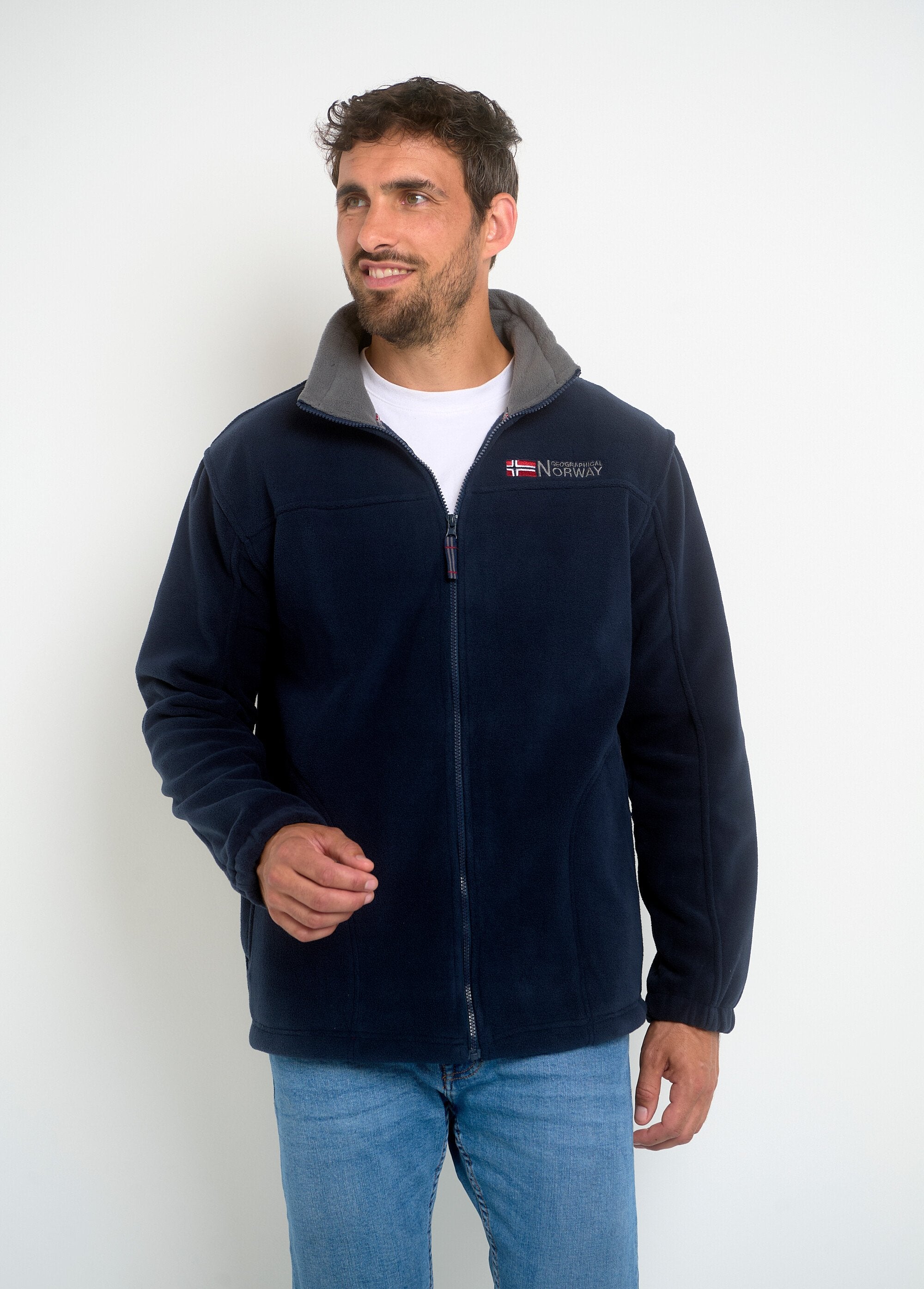 Fleece_hooded_zip_jacket_Marine_FA1_slim